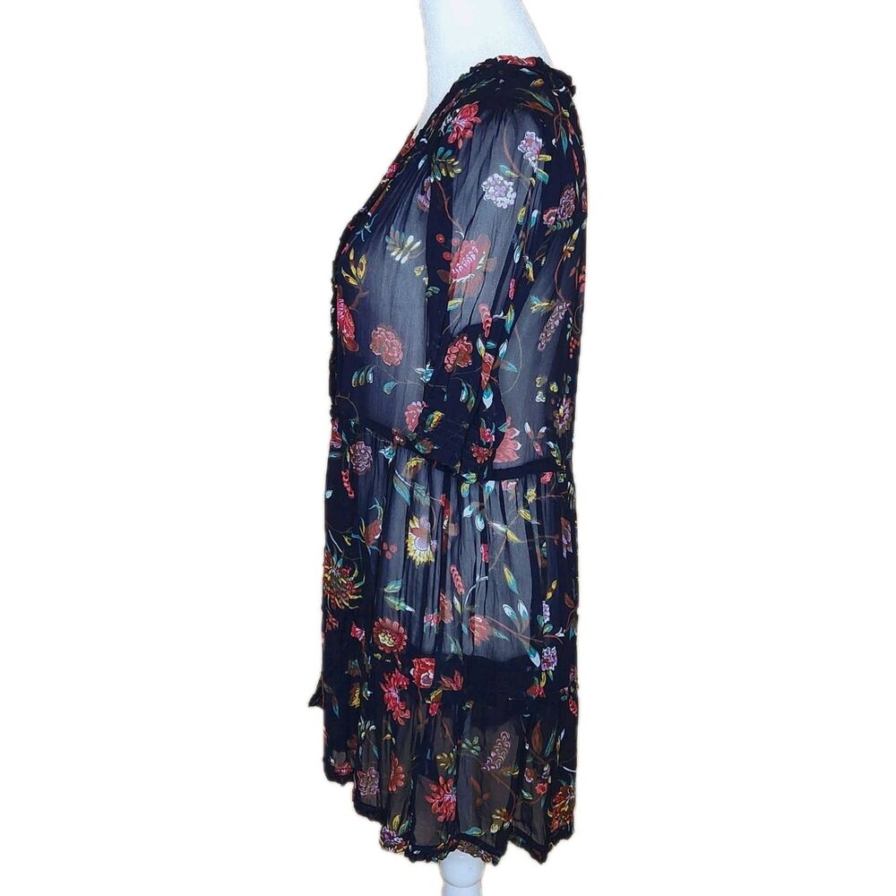 Anthropologie Salzburg Sheer Floral Tunic Boho Fairycore Puff Sleeve Blouse M - Picture 14 of 14